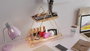 Hanah Home Estantería de pared de madera maciza Dorado y Marrón